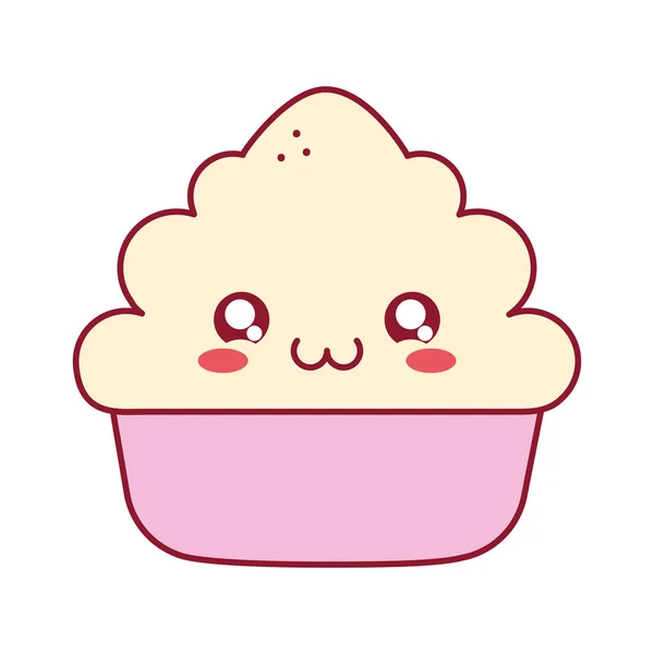 Sorrindo kawaii cupcake — Vetor de Stock