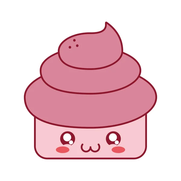 Cupcake rosa feliz —  Vetores de Stock