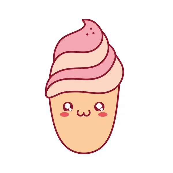Crème glacée kawaii — Image vectorielle