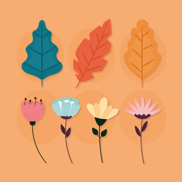 Feuilles et fleurs — Image vectorielle