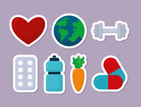 Seven world health day icons — Stock Vector