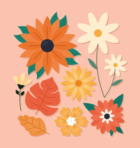 Flowers and leaves — Stock Vector