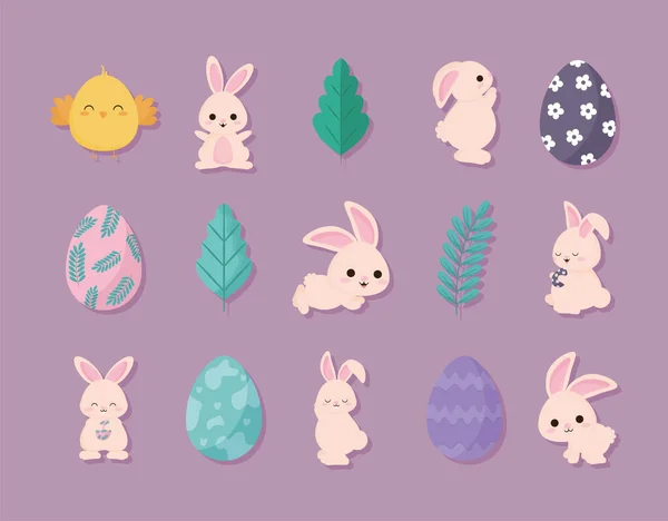 Easter animals and eggs — Stock Vector