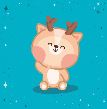 kawaii ren geyiği kartı