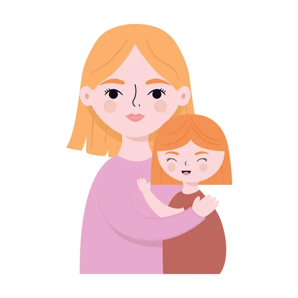 Madre abbracciare sua figlia — Vettoriale Stock