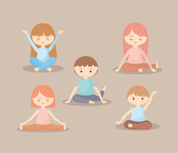 Пять детей йоги — стоковый вектор