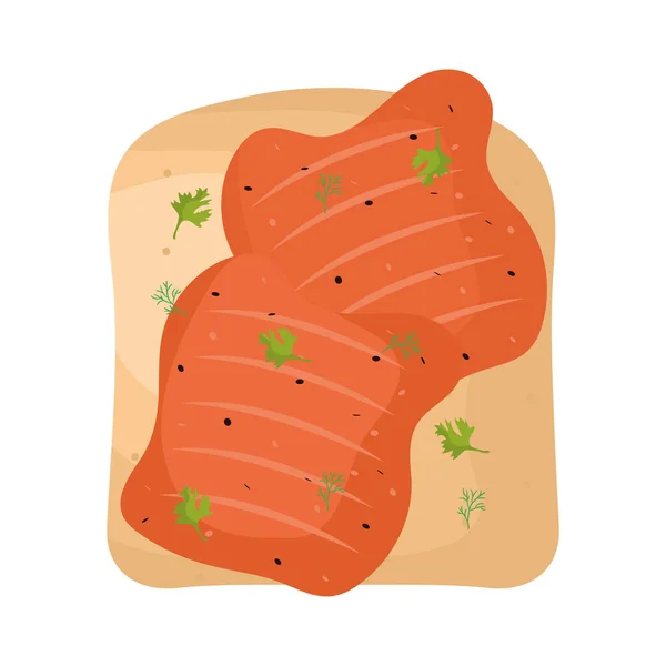 Disegno del pane tostato al salmone — Vettoriale Stock