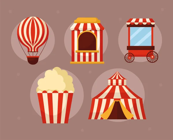 Five amusement fair icons — Stock Vector