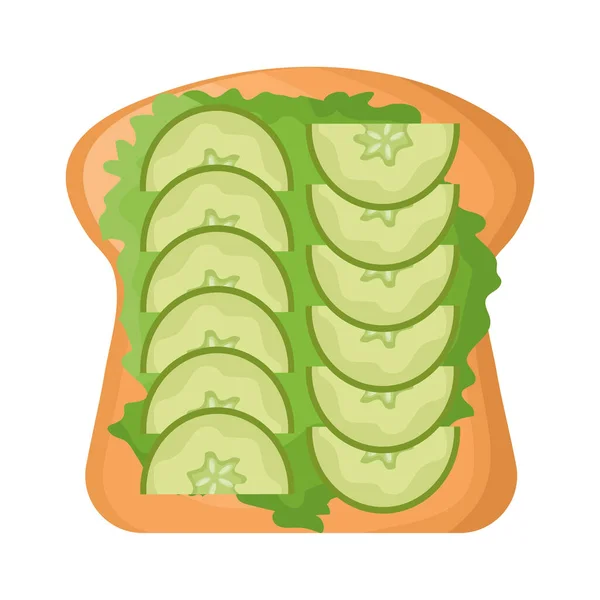 Komkommer en sla toast — Stockvector