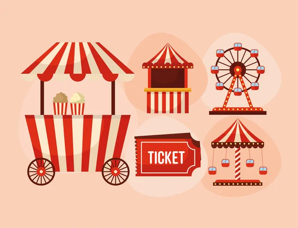 Five amusement fair items — Stock Vector