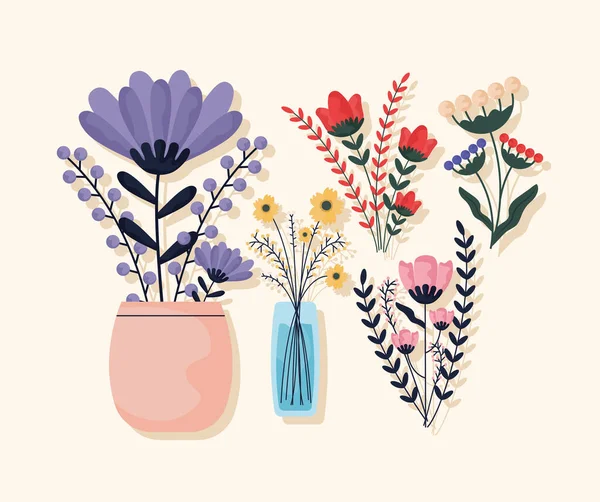 Bloemen boeketten bundel — Stockvector