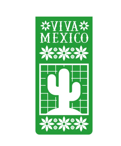Mexican garland with cactus — Vector de stock