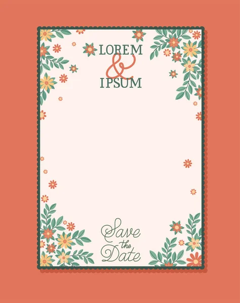 Floral wedding invitation card — Stock Vector
