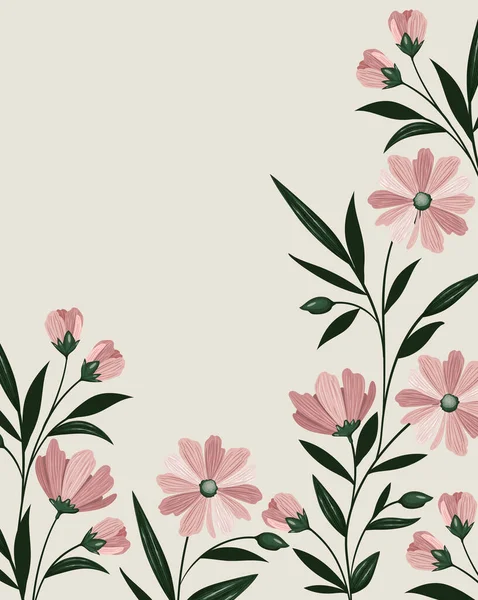 Carta dei fiori rosa — Vettoriale Stock