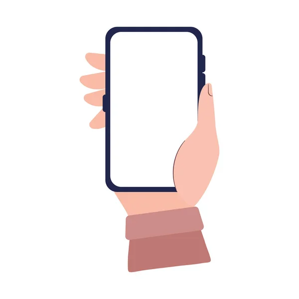 Mobiele telefoon bij de hand — Stockvector