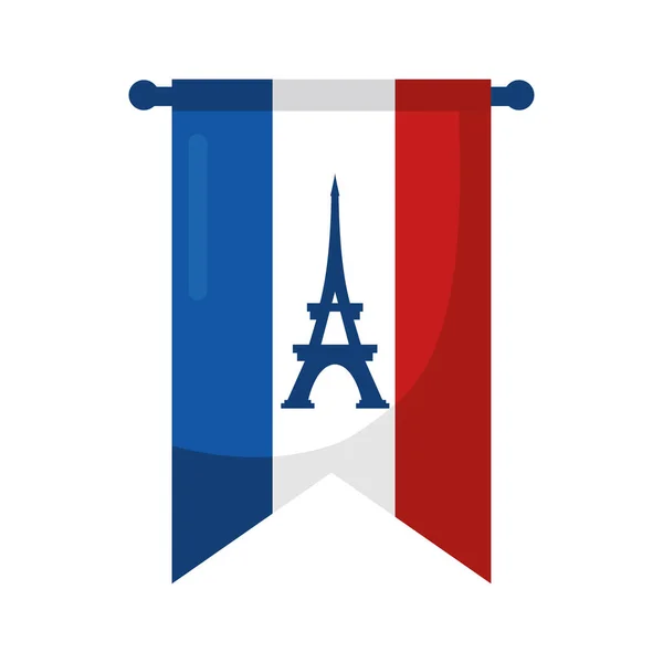 Drapeau français avec tour eiffel — Image vectorielle