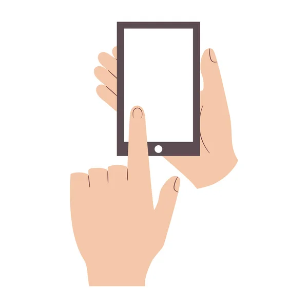 Smartphone on hands — Vector de stock