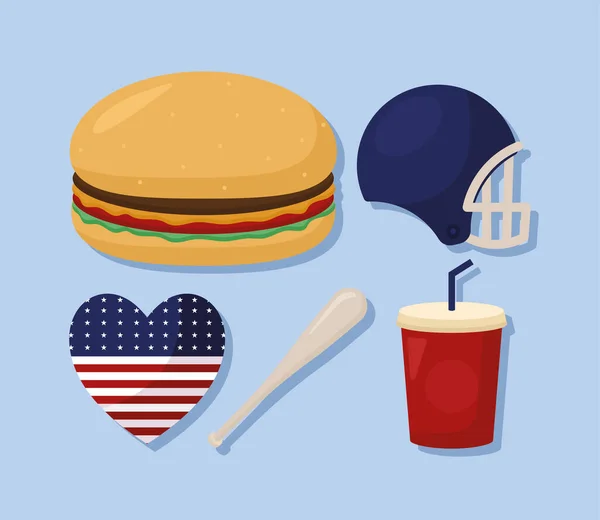 Five usa items — Vector de stock