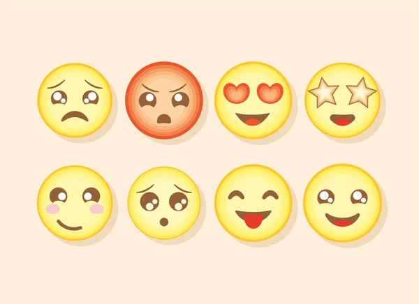 Set of emoji expressions — Vetor de Stock