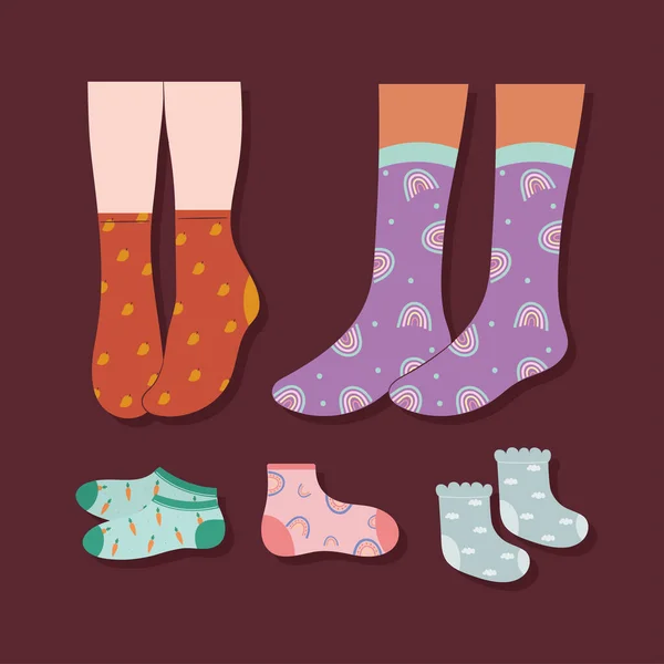 Colored socks bundle — Stockvektor