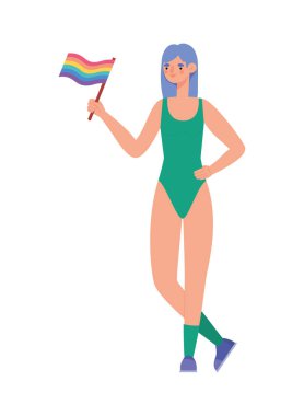 Elinde lgbtq bayrağı tutan kadın