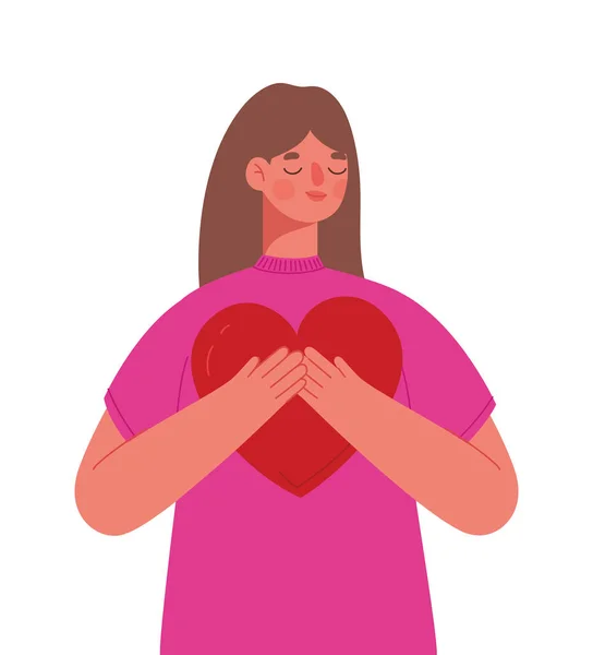 Woman holding a heart — Stock Vector