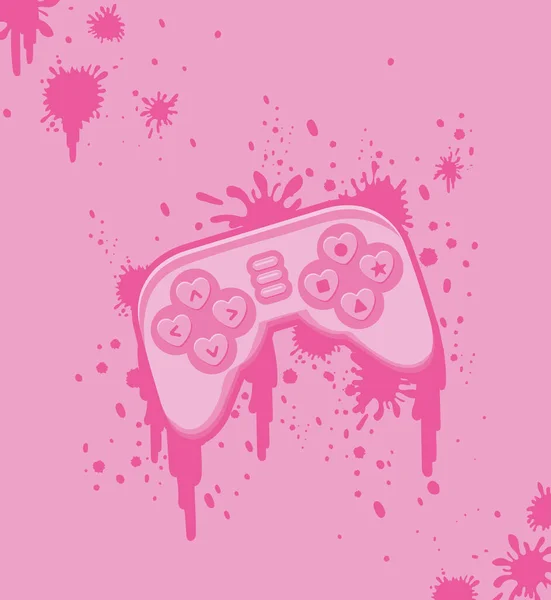 ピンクのビデオゲームコントロールポスター — ストックベクタ