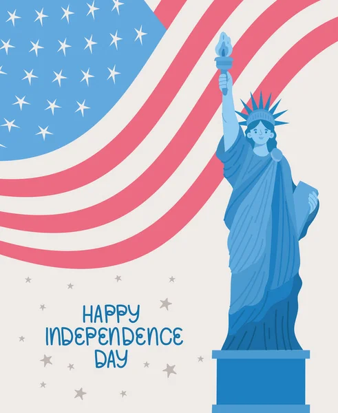 Independence day with liberty statue — Stock Vector