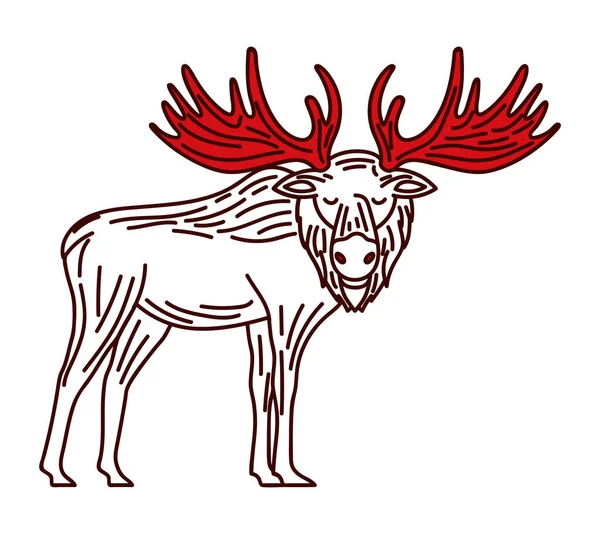 Moose with red horns — Stockvector