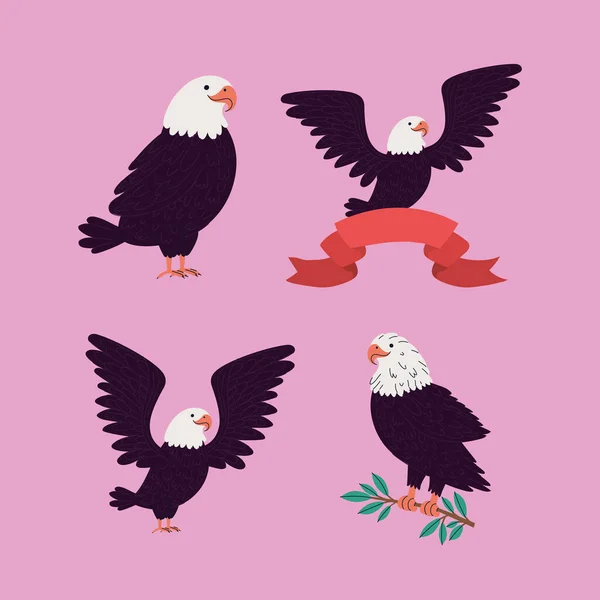 Four eagles set — Vector de stock