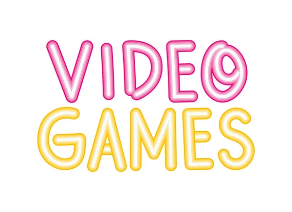Neon videospelletjes teken — Stockvector