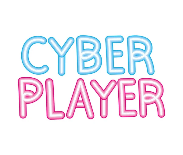 Neon cyber player signboard — Stock Vector