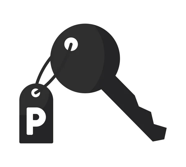 Sleutel met parkeersymbool label — Stockvector