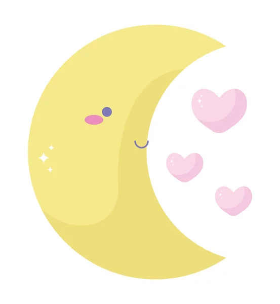 Moon with hearts — ストックベクタ