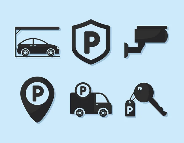 Six parking items —  Vetores de Stock