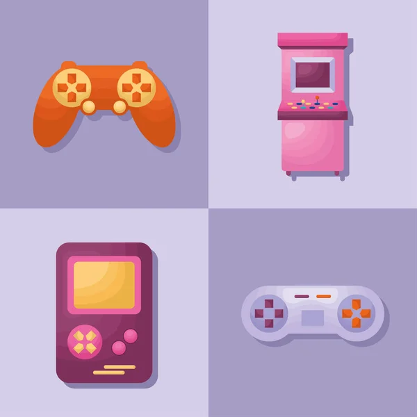 Quatre éléments de jeux vidéo — Image vectorielle