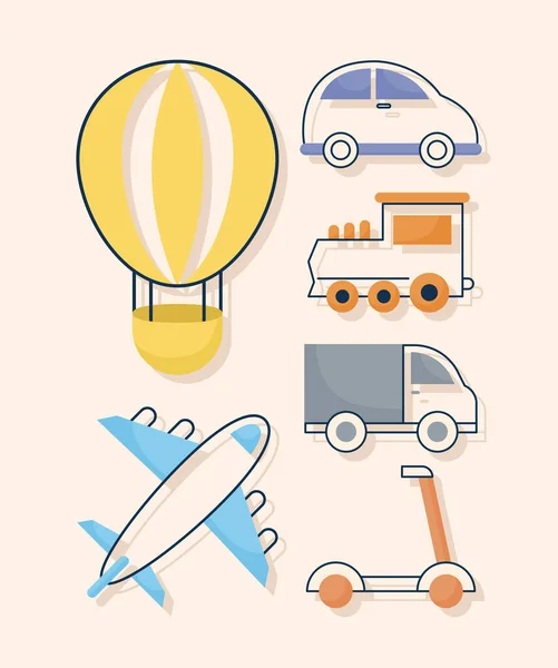 Six transport icons — Stock Vector