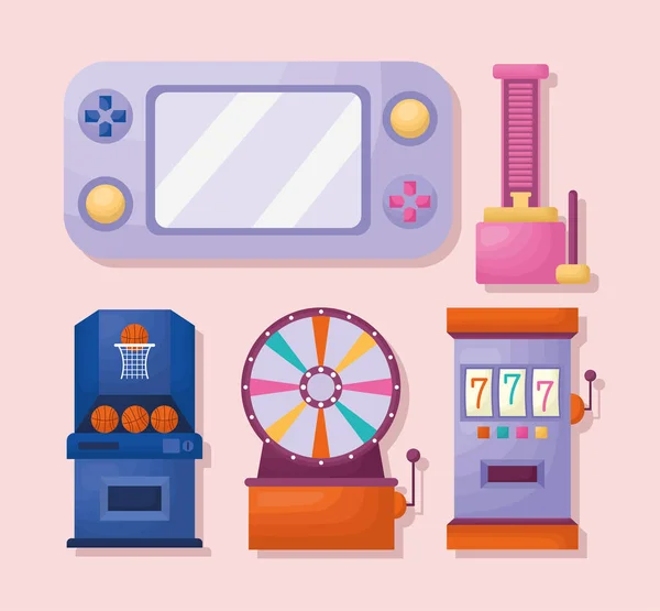 Five video games icons — Stock Vector