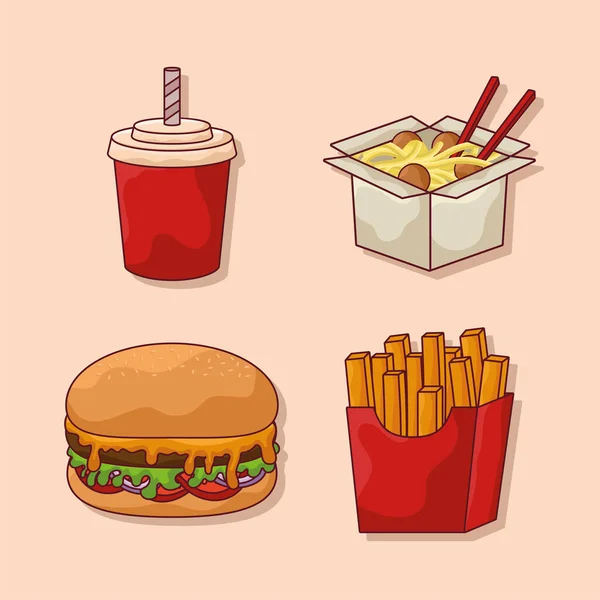 Fast foods items — Stock Vector