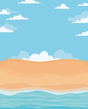 Plajın ve gökyüzünün çizimi