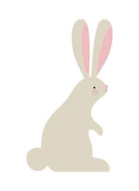 Beyaz yerine sevimli tavşan çizimi