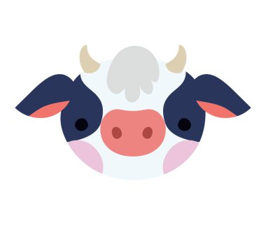 İnek yüz tasarımı beyaz üzerine