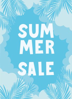 Yapraklı ve bulutlu yaz kartı