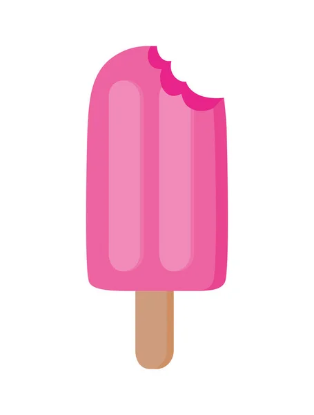 Pink Ice Cream Stick Bite — Stock Vector