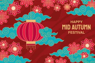 Sonbahar festivali karteli Çin süslemeleri ile