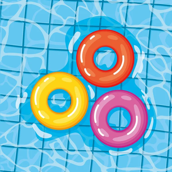 Poster Three Lifesavers Pool — Stock Vector