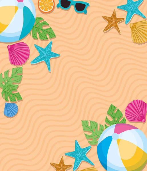 Summer Beach Poster Items — Stock Vector