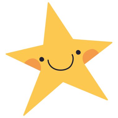 gülümseyen yıldız tasarımı beyaz üzerine