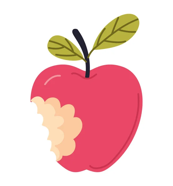 Manzana Con Mordedura Sobre Blanco — Vector de stock