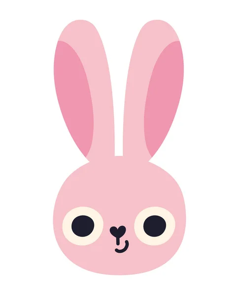 Rose Lapin Visage Sur Blanc — Image vectorielle